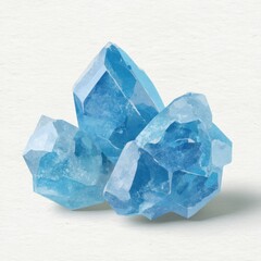 Obraz premium Blue Crystal Cluster on Textured White Background - Gemstone, Mineral Specimen, Healing Stone, Decorative Object, Geology, Science, Minimalist