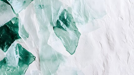Obraz premium Abstract Green and White Glass Fragments Texture
