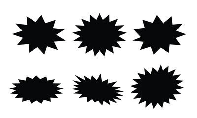 Black bursting star shapes vector template