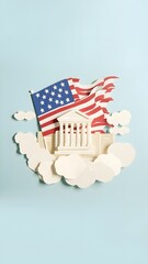 Patriotic American Government Illustration in Paper Art Style