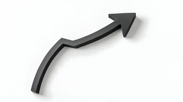 Black upward trending arrow graphic, 3D style
