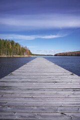 Naklejka premium Lake landscape with pier