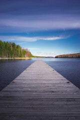 Fototapeta premium Lake landscape with pier