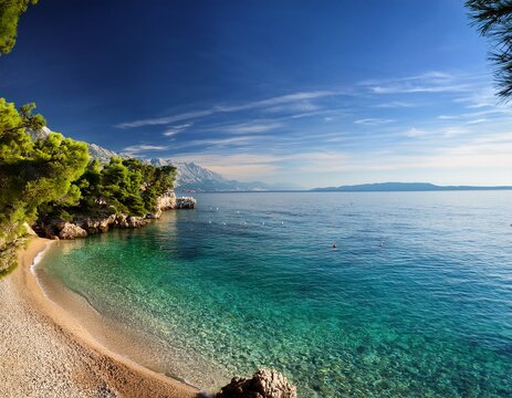 beach on adriatica sea brela croatia