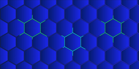 Seamless hexagonal pattern with abstract blue texture design creates a geometric honeycomb wallpaper