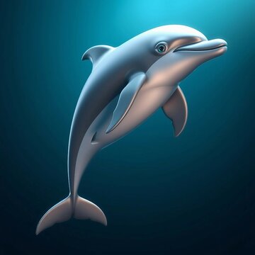Eleganter, gl&auml;nzender Delfin in metallischer Optik vor dunklem Hintergrund &ndash; modern, stylisch und hochwertig.