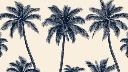 Palm tree pattern, fine art print, beige background