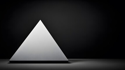 Abstract White Pyramid Minimalist Dark Background Geometric Shape
