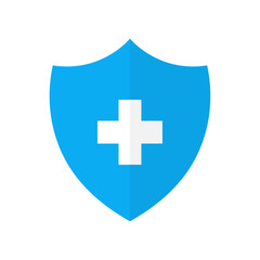 Shield icon with medical cross symbol, representing healthcare, medical insurance, medical protection, and safety