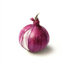 Vibrant Red Onion Still Life on White Background - Culinary Ingredient, Fresh Produce, Healthy Eating, Vegetarian Food, Cooking, and Kitchen Art