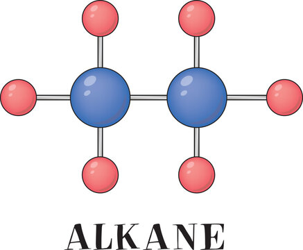 The alkane chemical compound consists of two carbon atoms combined into six hydrogen atoms. It is C2H6 with a single bond called ethane. 3d illustration.