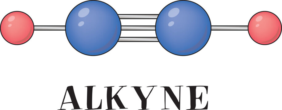 The alkyne chemical compound consists of two carbon atoms joined to two hydrogen atoms. It is C2H2 with a triple bond called acetylene. 3D drawing
