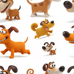 Obraz premium Printable pattern with cute dogs on a white background