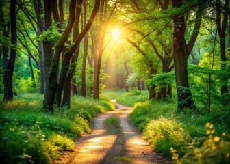Magical Forest Trail: Sunbeams & Bokeh Photography