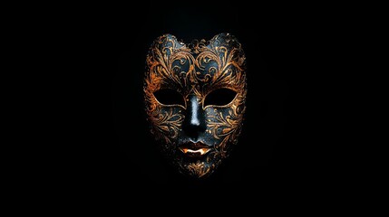 Naklejka premium Elegant Gold and Black Masquerade Mask for New Year Celebration and Festivities