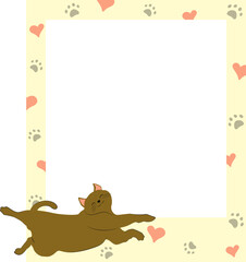 Cute cat photo frame. Adorable cat, paws, pet theme polaroid frame illustration.