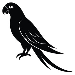 Fototapeta premium Silhouette vector of a parrot perched, showing clean high contrast vector design