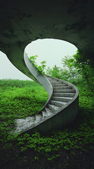 Overgrown Spiral Staircase Ruin. (1)