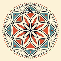 Abstract Modern Mandala with Balanced Geometry and Sacred Symmetry