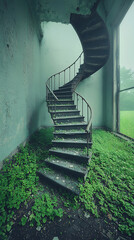 Overgrown Spiral Staircase Ruin. (2)