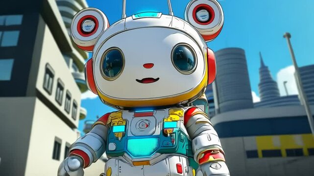 Vintage Retro Tin Robot Toy Colorful 3D Fun Cartoon Animation Series