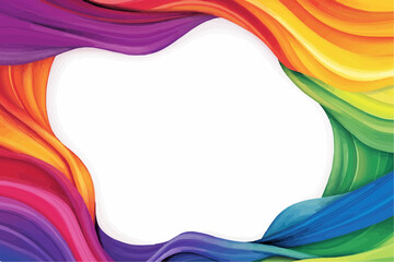 Rainbow-themed abstract frame with clean white center. Perfect for pride-themed posters, packaging, greeting cards or social campaigns