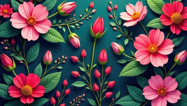 Intricate floral wallpaper with a consistent motif , wallpaper, seamless, leaves