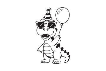 birthday dinosaur illustration silhouette vector