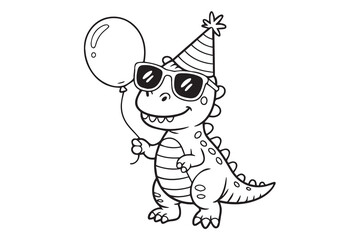 birthday dinosaur illustration silhouette vector