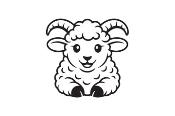 cute sheep illustration silhouette vector