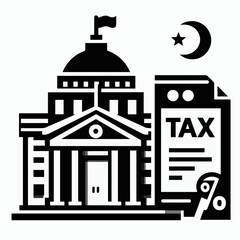 Obraz premium Black and White SVG of Taxation System
