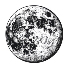 Naklejka premium Lunar Surface: A detailed illustration captures the moon's cratered terrain. showcasing the beauty of space.