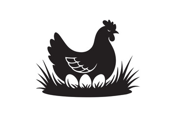 chicken illustration silhouette vector