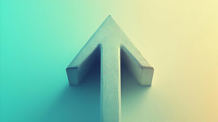 Upward arrow graphic on soft gradient background.  Wooden arrow points upward, detailed view
