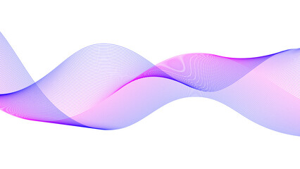 Blue and pink technology wave lines on transparent background