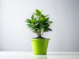 Fototapeta premium Minimalist Potted Houseplant Isolated on White Background - Stock Photo