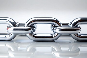 Obraz premium Minimalist Shiny Straight Metal Chain on White Background - Urban Exploration Photography Stock Photo