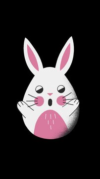 Cute Bunny with Pink Ears and Tail Spots