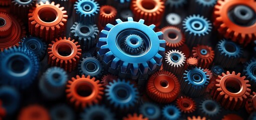 Intricate Gears: A Symphony of Blue and Orange