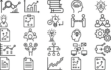 Business Strategy and Analytics Icons Collection - Editable Vector Icons for Planning, Analytics, and Problem Solving