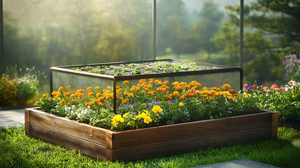 Raised garden bed with cover