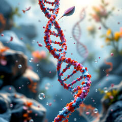 dna double helix, floating structure, medical illustration, png transparent format