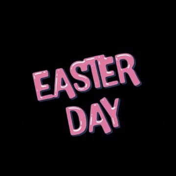 Playful Easter Day Typography in Pink and White Letters on Dark Background