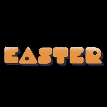 Bold Easter Typography in 3D Style with Yellow Letters on Black Background