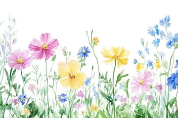 Wildflowers watercolor nature spring.