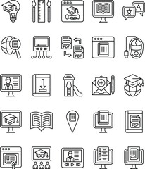 Elearning icons showcasing diverse educational concepts