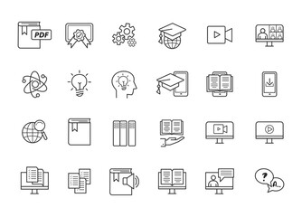 Online Learning Icons Education Simplified
