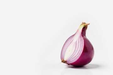 Single red onion, vibrant color, clean white background, vegetable, red onion