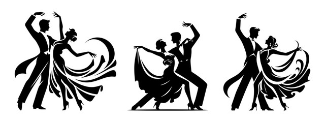 Ballroom Dance Couple Silhouette Vector Collection