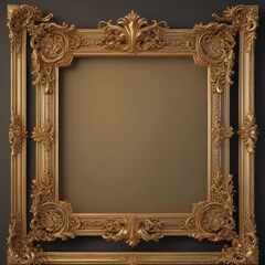 Ornate gold scroll frame, vintage style, royal aesthetic,  texture,  art deco,  scroll